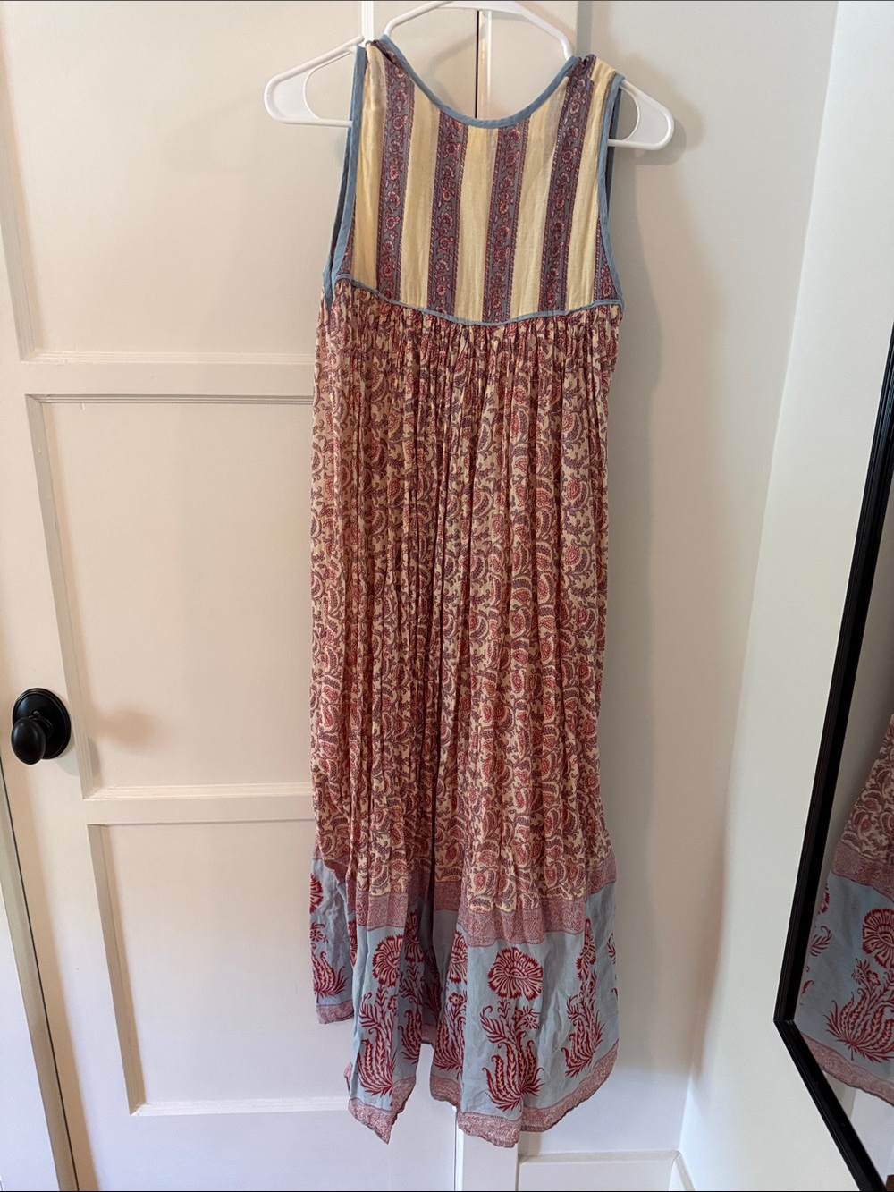 Daughters of India Bohemian Maxi Dress in Rust, Cream, and Dusty Blue - Picture 4 of 6